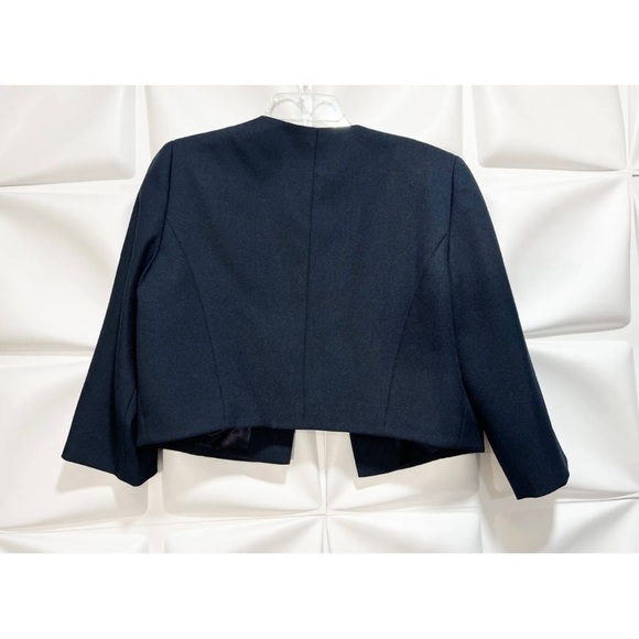 Preston & Yorke Sz 8 Teal Formal Jewel Satin Lined Dress Suit Cropped Jacket Set - Picture 7 of 11